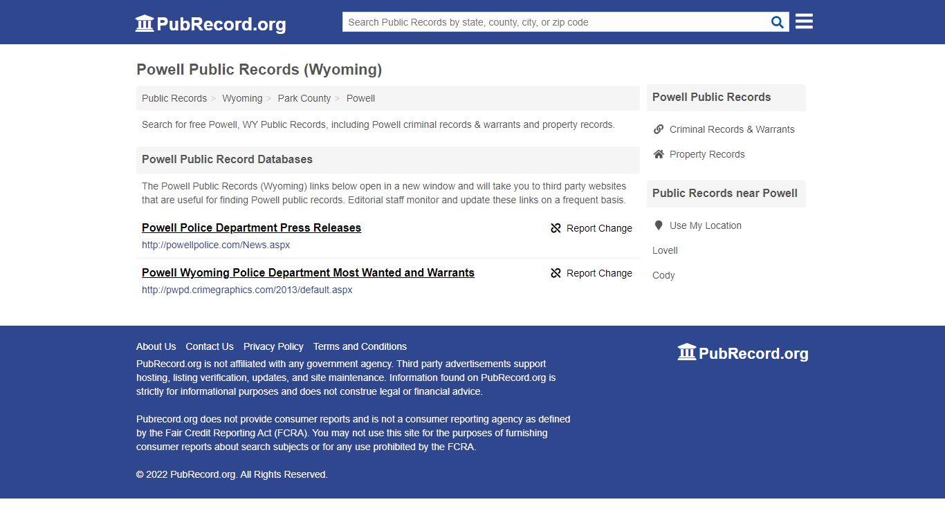 Free Powell Public Records (Wyoming Public Records)